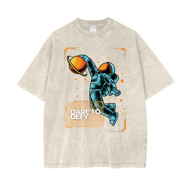 Acid Wash Oversize T-Shirt - Astronaut