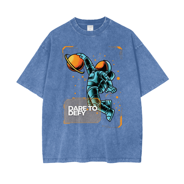 Acid Wash Oversize T-Shirt - Astronaut