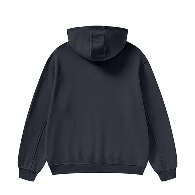 High Neck Insulated FOG Solid Color Fleece Hoodie - Pigeon