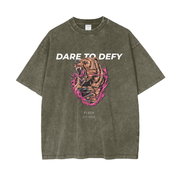 Acid Wash Oversize T-Shirt - Aggressive Bear