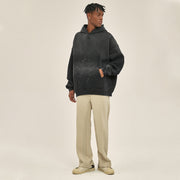 Vintage Wash Frayed Fleece Hoodie - 360 GSM